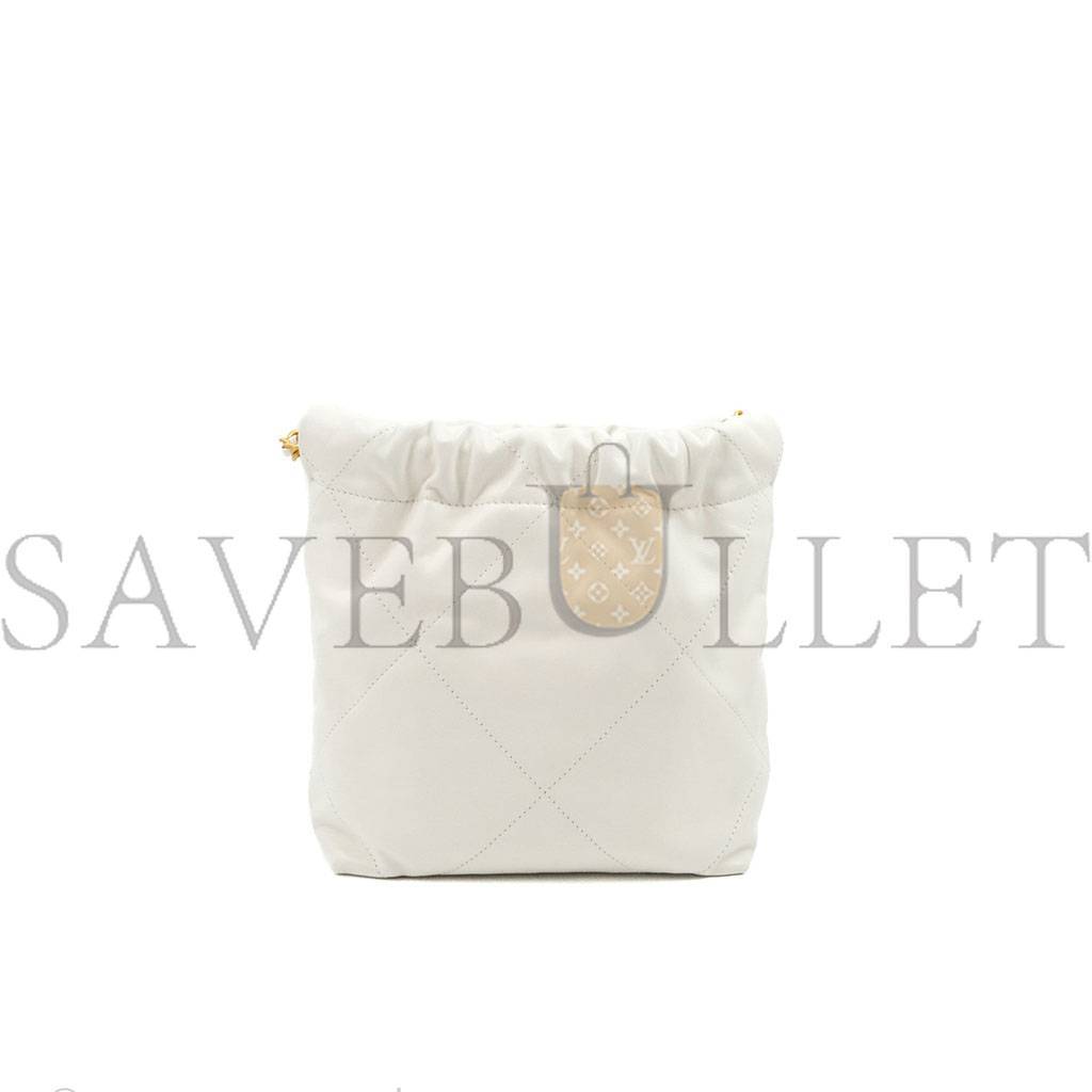 CHANEL MASTER WHITE CALFSKIN QUILTED MINI 22 BAG ANTIQUE GOLD HARDWARE AS3980 (20*19*6cm)